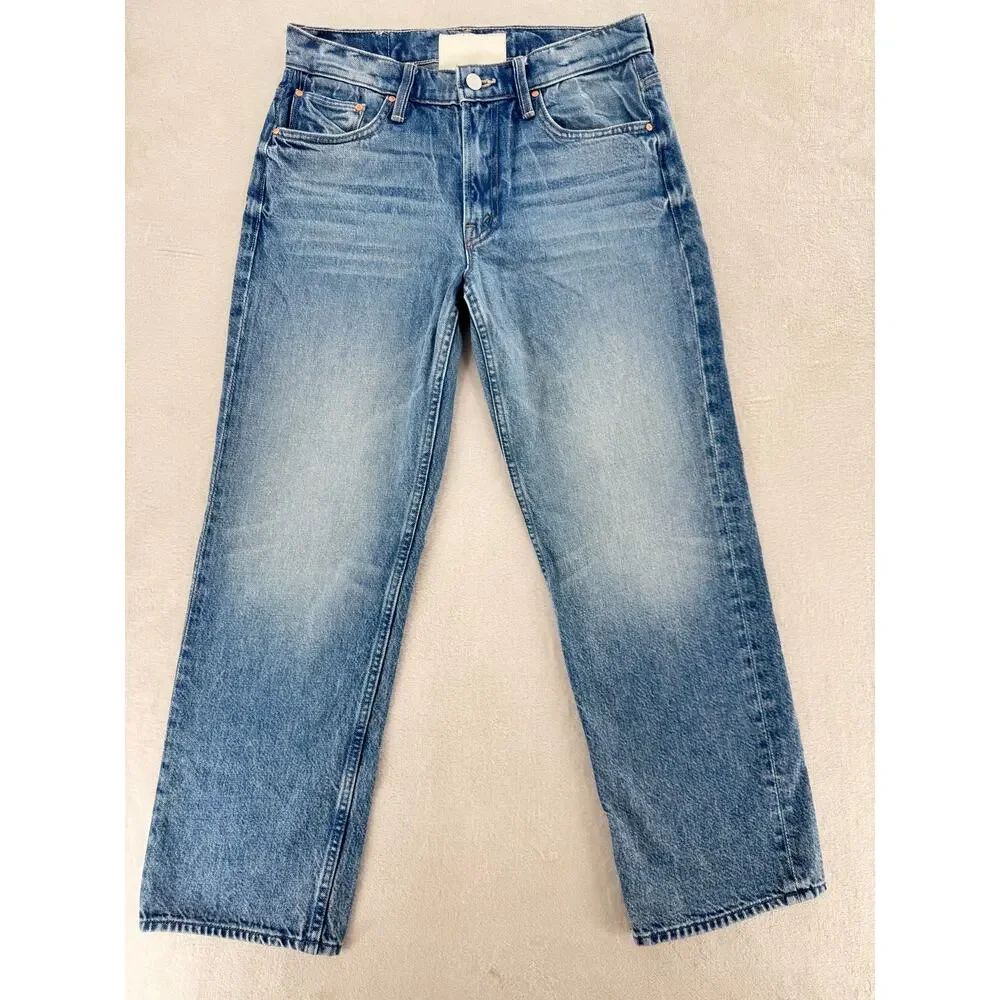 Mother Jeans The Newbie Ankle Mid Rise Straight 100% Cotton Wipeout 26